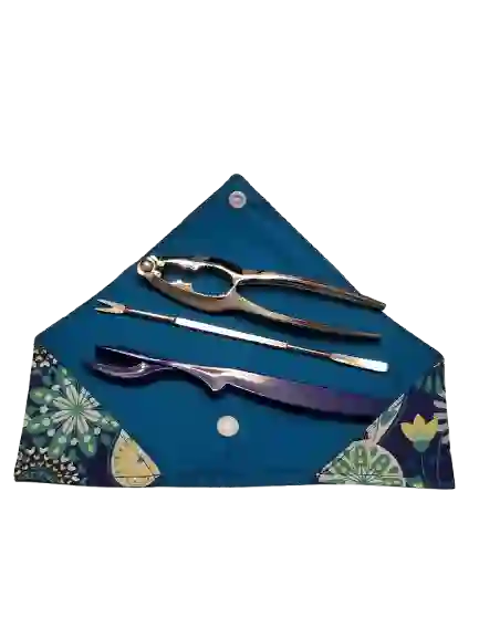 Blue Cutlery Roll-up Pouch