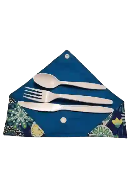 Blue Cutlery Roll-up Pouch