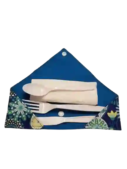 Blue Cutlery Roll-up Pouch