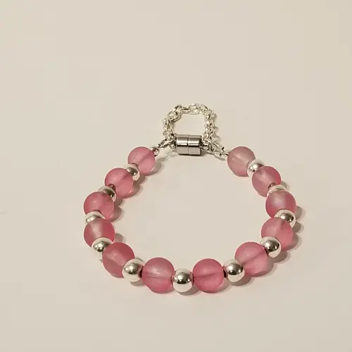 Bracelet Pink Magnetic with Security Chain