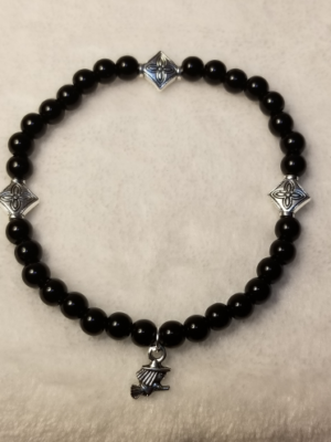 Black Charm Stretch Bracelet Lady on Broom