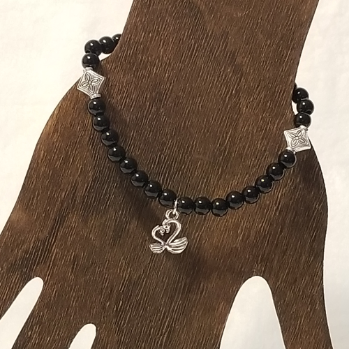 Black Charm Stretch Bracelet Swans Black Charm Stretch Bracelet Swans